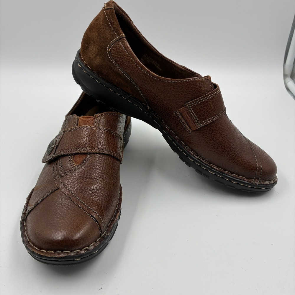 Earth Origins Evelyn Brown Leather Loafers Shoes Womens 9M 2014F Hook Loop Strap - Picture 7 of 16